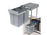 Sessamen-Lp Cassonetto Da Incasso Cassonetto Da Incasso Cassonetto Da Cucina Cassonetto Estraibile Sistema Di Separazione Dei Rifiuti Con Guide Telescopiche Grigio (2X20L)