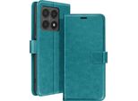 Mayaxess, Custodia A Portafoglio Xiaomi 14T Funzione Stand Con Cinturino A Mano, Blu Turchese