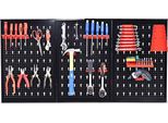 Costway Parete Attrezzi Parete Forata Parete Officina Con Set Portautensili Da 17 Pezzi Assortimento Di Portautensili 3 Piastre Forate Metallo 120X60Cm Espandibile