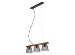 Lampada A Sospensione Lampada Retrò Effetto Griglia 3X E14 25 W Metallo-Legno Briloner