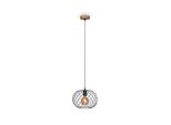 Lampada A Sospensione Vintage Con Paralume In Filo Metallico 1Xe27 Nero 40W Metallo-Legno Ø30Cm Briloner