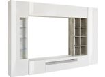 Dmora Parete Attrezzata Andy 40X290X192H Cm Bianco Lucido, 24 Vani Apertura Battente E A Ribalta Italy