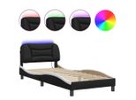 Vidaxl Struttura Letto Con Led Senza Materasso "Hvar"" Bianco E Nero 90X190 Cm"