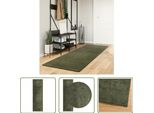 The Living Store Tappeto Huarte A Pelo Corto Morbido E Lavabile Verde Bosco 80X250 Cm