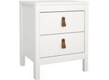 Dmora Comodino Fred 38.4X43.8X54.1H Cm Bianco, 2 Cassetti Apertura Scorrevole