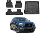 Set Di Tappetini E Fodere Per Il Bagagliaio Omac Per Bmw X5 F15 2013-2018 In Gomma Nera 4X