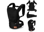 Margareet Air Marsupio Ergonomico, Adatto Per Bambini Da 4 Mesi A 20 Kg, 3 Modalità Di Trasporto, Tessuto Traspirante, Cappuccio Staccabile - Nero