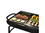 Piastra Per Grigliare, Pieghevole, Bbq In Acciaio Inox, 46 X 30 Cm