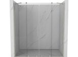 Mexen Velar Duo Porta Doccia Scorrevole 200 Cm, Trasparente, Nichel Spazzolato - 871-200-000-02-97