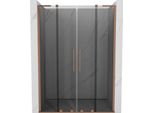 Mexen Velar L Duo Porta Doccia Scorrevole 140 Cm, Grafite, Rame Spazzolato - 871-140-003-42-65