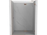 Mexen Lunar Porta Doccia A Battente Destra 135 Cm, Trasparente, Rame Spazzolato - 834-135-000-65-00-P