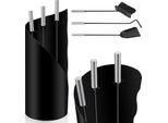 Jopassy Set Per Caminetto In Acciaio Inox Nero Da 4 Pezzi, Comprendente Scopa, Paletta Per La Cenere, Attizzatoio, Supporto Con Schermo Per La Privacy