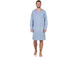 Camicia Da Notte Da Uomo Con Maniche Lunghe E Collo Rotondo, Grigio Blu/M