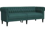 Divano Chesterfield 3 Posti In Tessuto Verde Scuro
