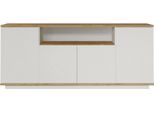 Dmora Credenza Aziz 44.5X180X75H Cm Bianco, Apertura Battente 6 Vani