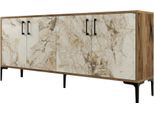 Dmora Credenza Agape 35X180X78H Cm Bianco, Apertura Battente 4 Ante