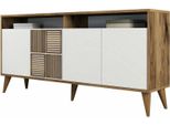 Dmora Credenza Garigliano 35X160X78.6H Cm Bianco, Apertura Battente 4 Ante