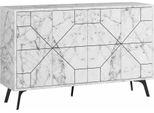 Dmora Credenza Brunale 35X123X62.4H Cm Bianco, Apertura Battente 4 Ante