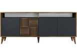 Dmora Credenza Jole 35X180X78.6H Cm Marrone Noce, Apertura Battente 4 Ante