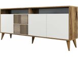 Dmora Credenza Jole 35X180X78.6H Cm Bianco, Apertura Battente 4 Ante