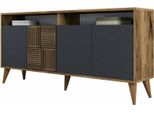 Dmora Credenza Garigliano 35X160X78.6H Cm Nero Antracite, Apertura Battente 4 Ante