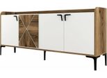 Dmora Credenza Also 35X180X78H Cm Bianco, Apertura Battente 3 Ante