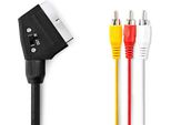Cavo Scart | Scart Maschio | 3X Rca Maschio | Nichelato | Commutabile | 480P | 2,00 | Rotondo | Pvc | Nero | Etichetta