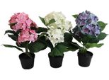 Pianta Artificiale Ortensia In Vaso 40 Cm Decorazione Rosa Bianco Blu