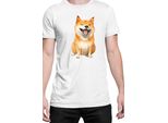 Maglietta Da Uomo Funny Dogs Breeds Shiba Inu Dog Breed, Man 4XL , Blanc