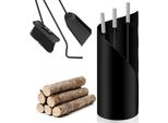 Jayseuw Set Di Accessori Per Caminetto In Acciaio Inox Da 4 Pezzi Con Set Di Pulizia Per Caminetto Rivestito Nero