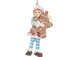 Clayre & Eef Ornamento Natalizio Gnomo 11 Cm Plastica Marrone