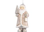 Targhetta Natalizia Clayre & Eef Babbo Natale 9 Cm Plastica Beige