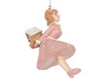 Targhetta Natalizia Clayre & Eef Bambina 10 Cm Plastica Rosa