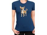 Maglietta Da Donna Dogs Breeds Chihuahua Dog Breed 005, Lady M , Bleu Foncé