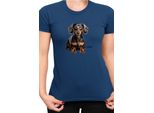 Maglietta Da Donna Dogs Breeds Dachshund Dog Breed 008, Lady 2XL , Bleu Foncé