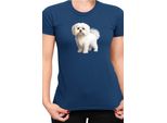 Maglietta Da Donna Dogs Breeds Maltese Dog Breed 005, Lady 2XL , Bleu Foncé