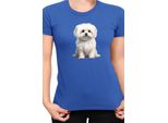Maglietta Da Donna Dogs Breeds Maltese Dog Breed 006, Lady 2XL , Bleu