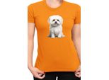 Maglietta Da Donna Dogs Breeds Maltese Dog Breed 006, Lady Xl , Orange