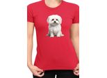 Maglietta Da Donna Dogs Breeds Maltese Dog Breed 006, Lady Xl , Rouge