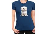 Maglietta Da Donna Dogs Breeds Maltese Dog Breed 006, Lady Xs , Bleu Foncé