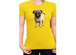 Maglietta Da Donna Dogs Breeds Pug Dog Breed 007, Lady Xs , Jaune
