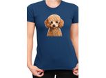 Maglietta Da Donna Dogs Breeds Poodle Dog Breed 005, Lady Xs , Bleu Foncé