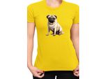 Maglietta Da Donna Dogs Breeds Pug Dog Breed 008, Lady 2XL , Jaune
