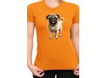 Maglietta Da Donna Dogs Breeds Pug Dog Breed 007, Lady 2XL , Orange