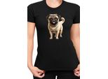 Maglietta Da Donna Dogs Breeds Pug Dog Breed 007, Lady M , Noir