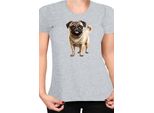Maglietta Da Donna Dogs Breeds Pug Dog Breed 007, Lady 2XL , Gris