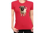 Maglietta Da Donna Dogs Breeds Pug Dog Breed 007, Lady 2XL , Rouge