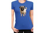 Maglietta Da Donna Dogs Breeds Pug Dog Breed 007, Lady M , Bleu