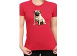 Maglietta Da Donna Dogs Breeds Pug Dog Breed 008, Lady 2XL , Rouge
