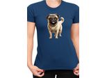 Maglietta Da Donna Dogs Breeds Pug Dog Breed 007, Lady S , Bleu Foncé